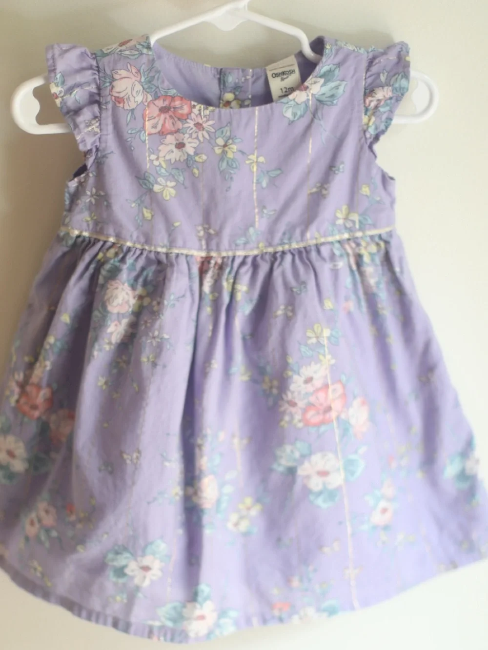 OshKosh B'gosh Lavender Floral Ruffle-Sleeve Dress 12m Girls Toddler Children’s